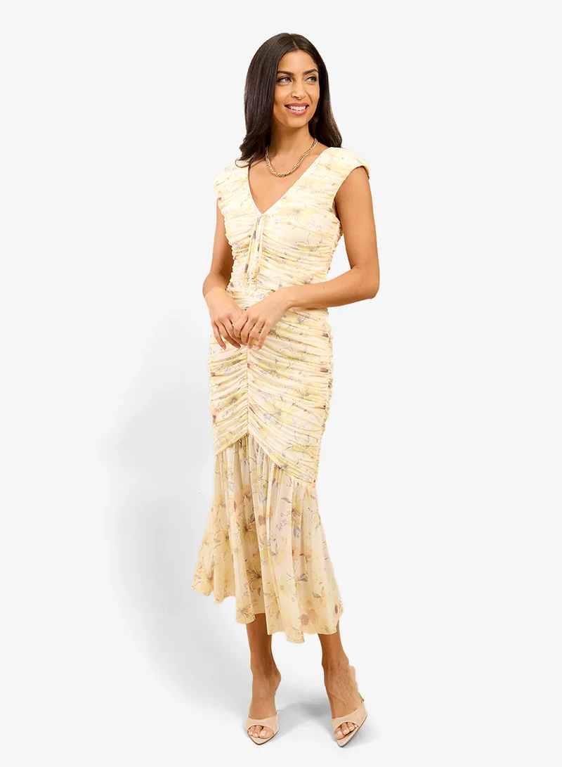 ليتل مسترس فستان ميدي بزهور مجتمعة